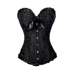 Women Lace Up Sexy Floral Boned Overbust Corset Top