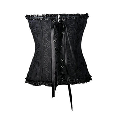 Women Lace Up Sexy Floral Boned Overbust Corset Top