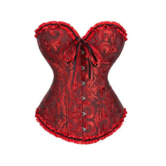 Women Lace Up Sexy Floral Boned Overbust Corset Top